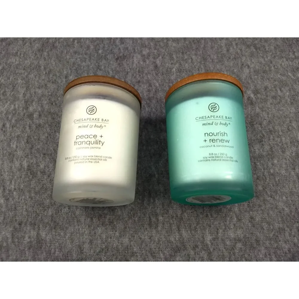 Chesapeake Bay Mind Body Candle Peace Tranquility Nourish Renew 1-Wick Lot/2 NEW